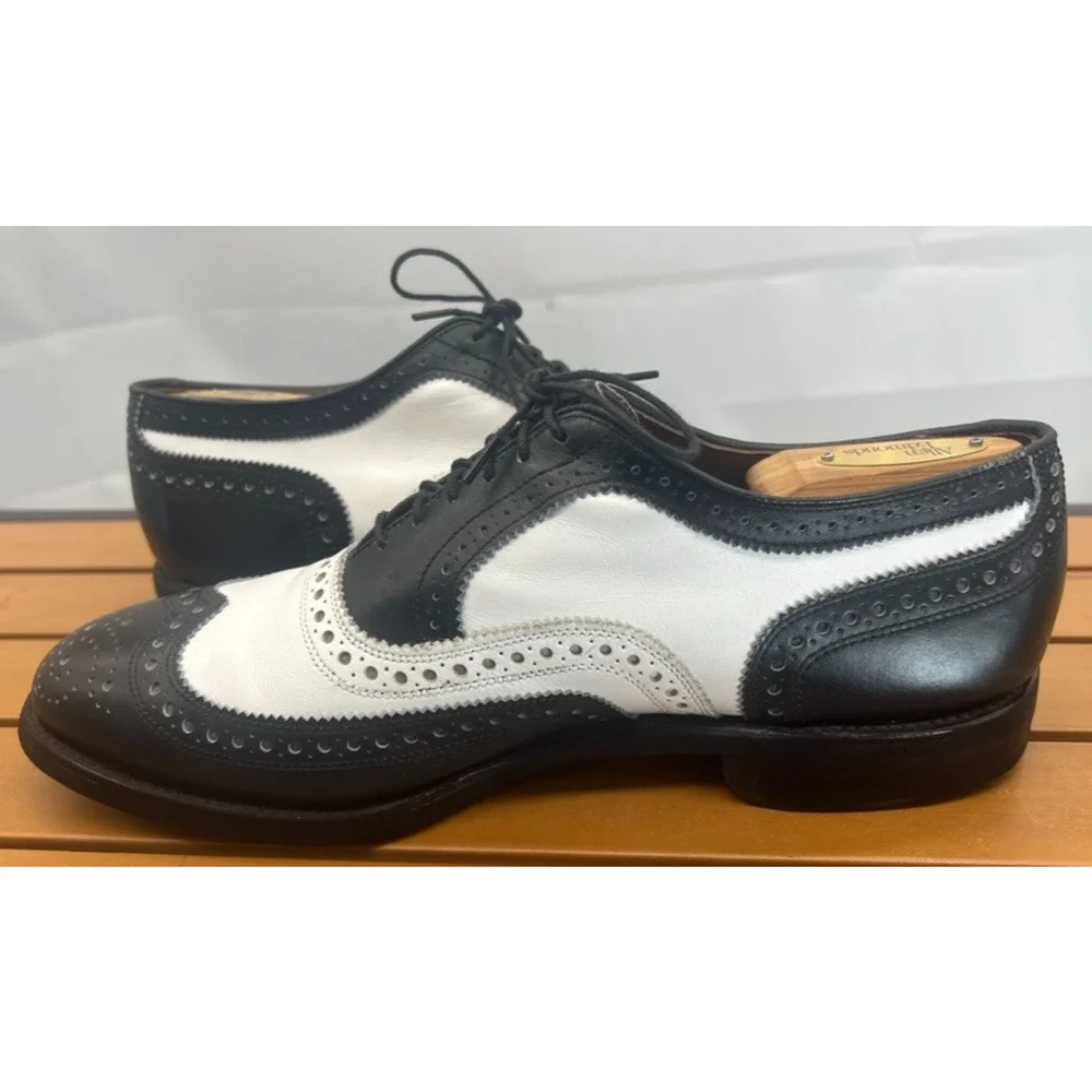 ALLEN EDMONDS BROADSTREET WING TIP BLACK WHITE SPECTATOR Size 8D